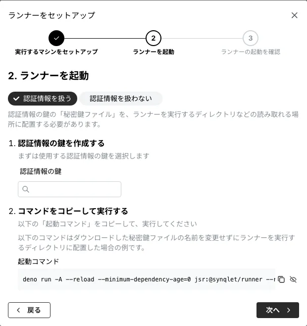セットアップ ステップ2: 起動コマンド